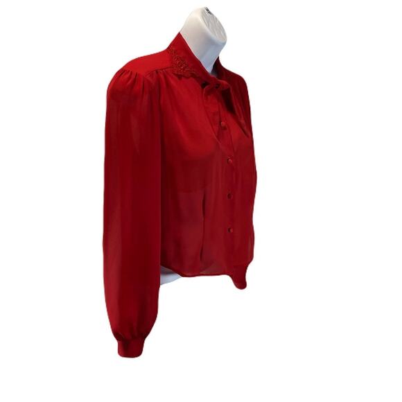 CHERI-ALAN Ltd. NewYork Embroidered Red Retro/Vintage blouse - Picture 9 of 12